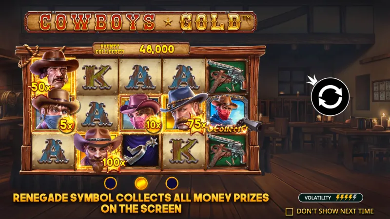 Cowboys Gold online pokie by Pragmatic Play — in-game view