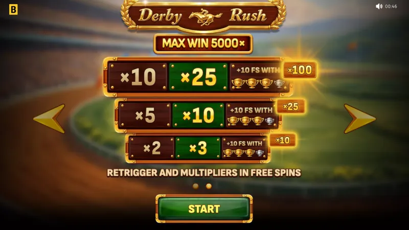 Derby Rush online pokie by BGAMING — in-game view