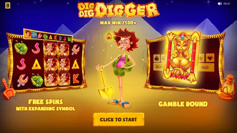 Dig Dig Digger online pokie by BGAMING — in-game view