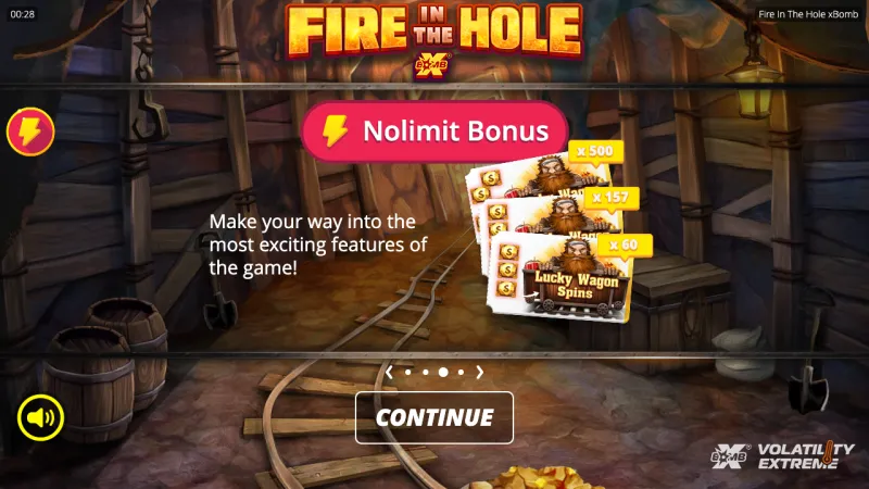 Fire in the Hole xBomb online pokie by Nolimit City — in-game view